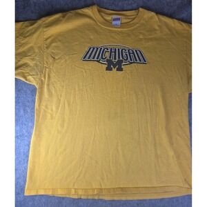 Vintage Michigan Wolverines T Shirt Yellow Size XL Made In USA